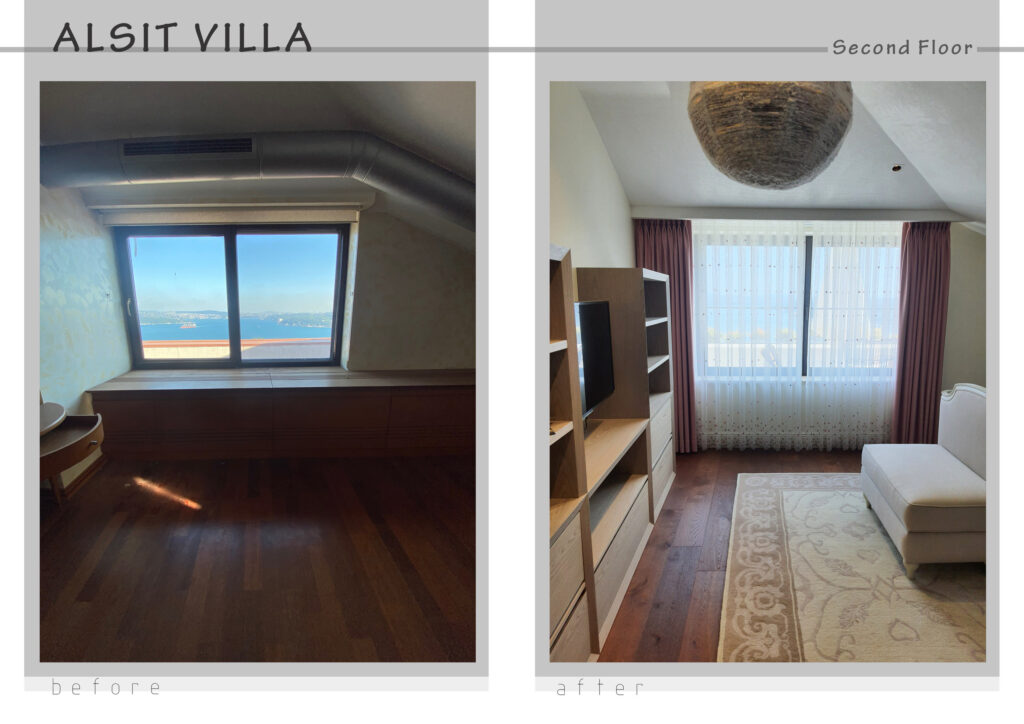 Alsit Villa, Sarıyer — önce / sonra karşılaştırması · Manifesto Design & Architecture