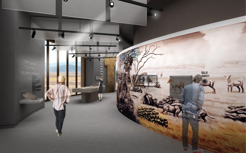Göbeklitepe Ziyaretçi Merkezi sergi salonu ve duvar resmi — Manifesto Design & Architecture