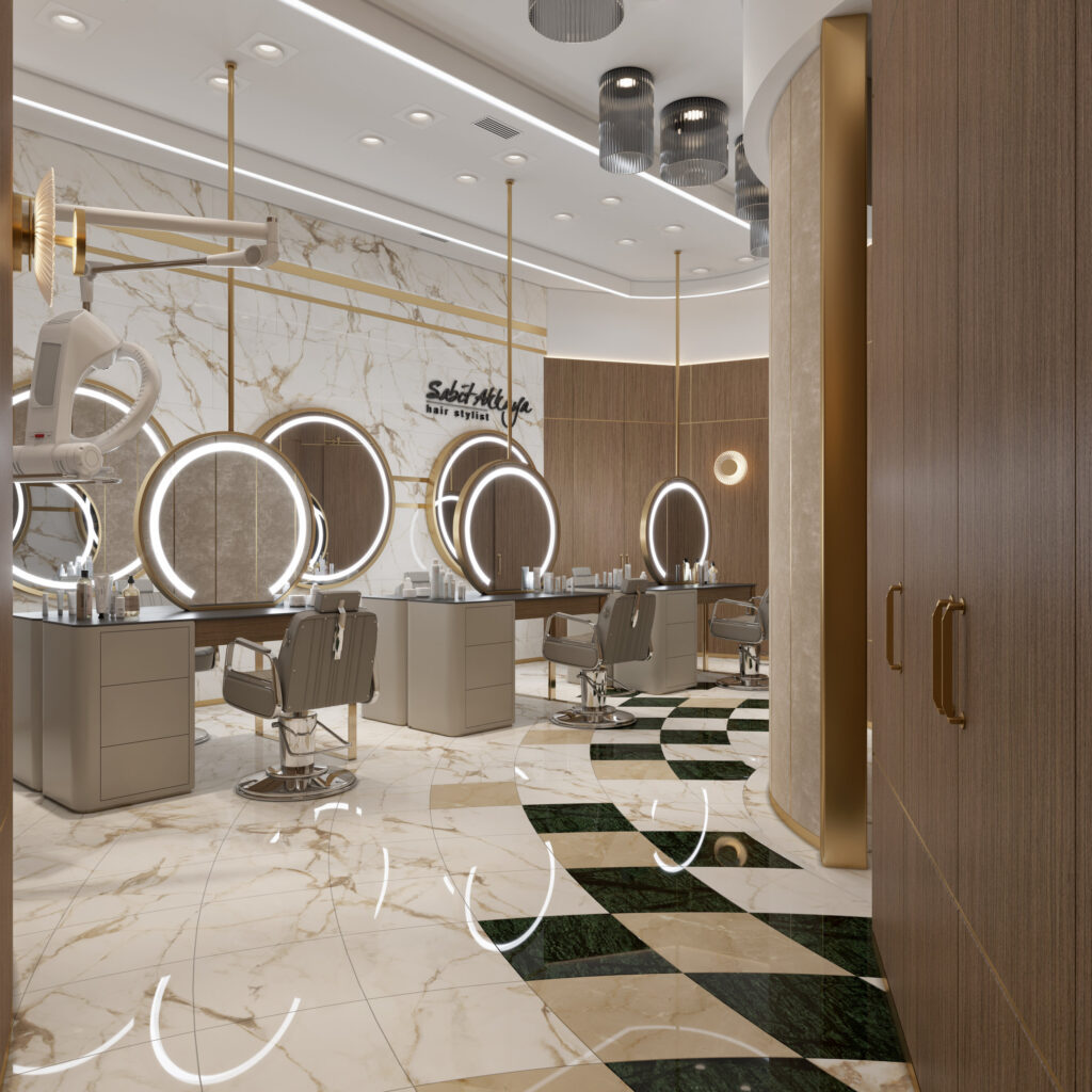 Sabit Akkaya Hair Stylist — salon tasarım görseli, kesim istasyonları