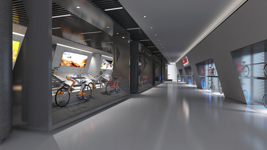 Salcano showroom — teşhir alanı perspektif görünüm